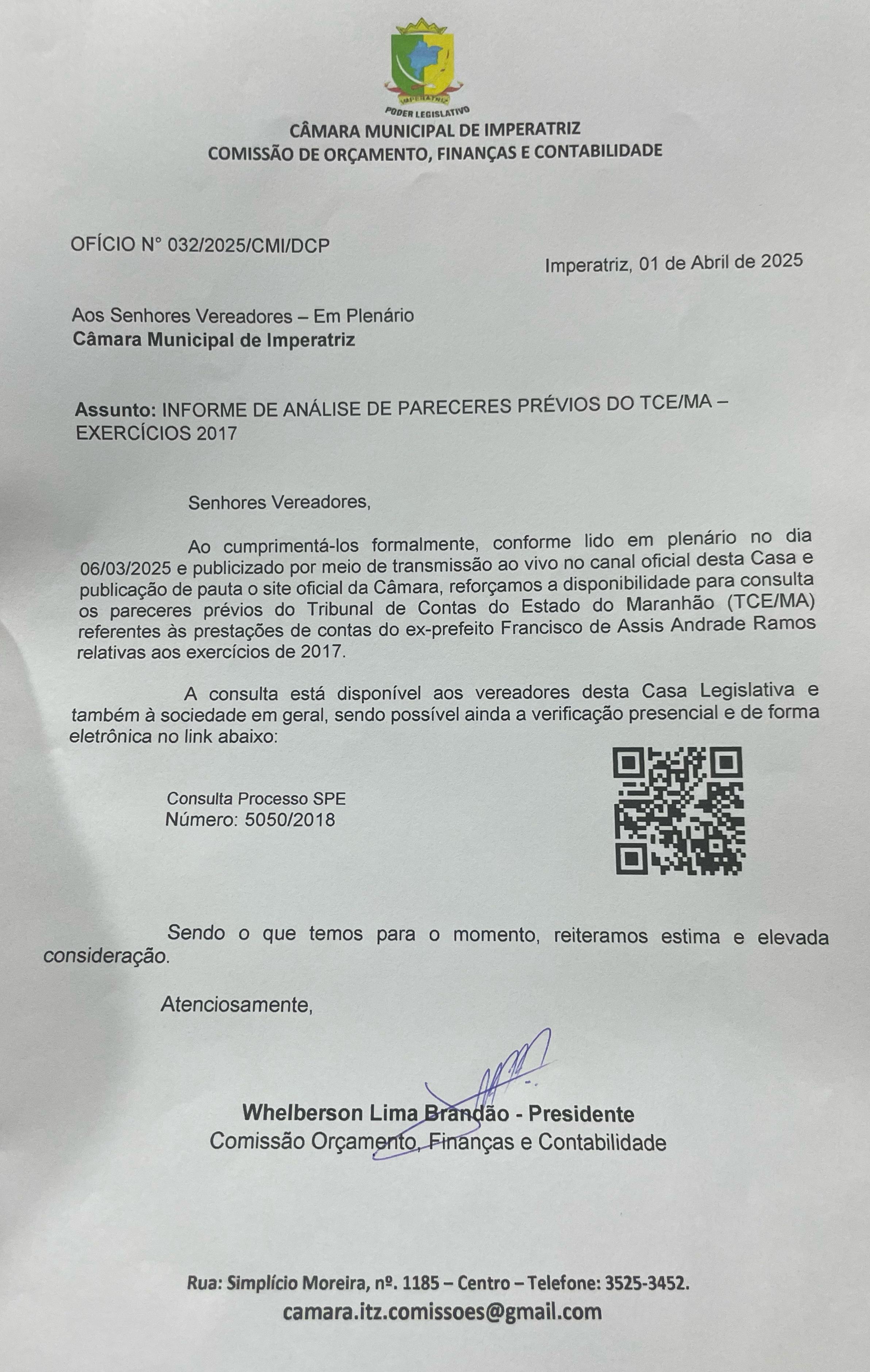 Comissão de Orçamento da Câmara de Imperatriz realiza reunião extraordinária